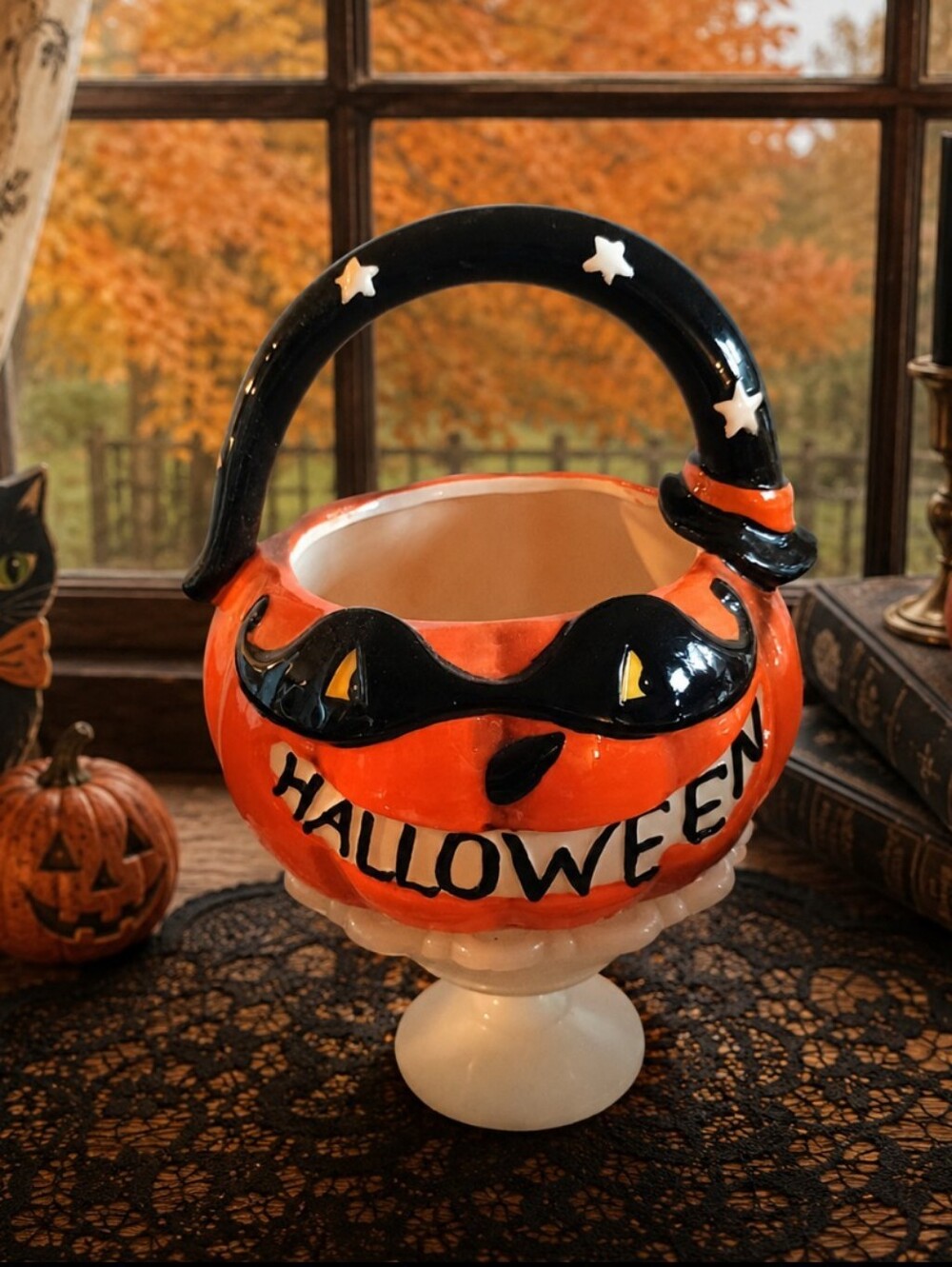 Masked Jack O Lantern Candy Basket (TRANSPAC)